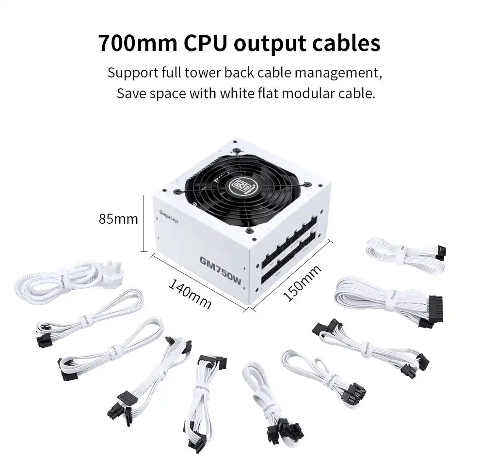 Segotep GM750W Gold 80 plus full modular - White
