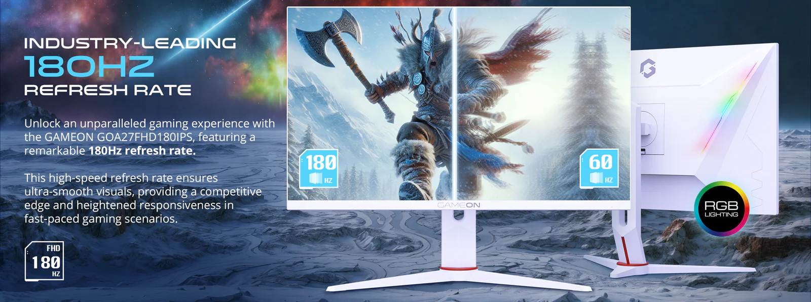 GAMEON GOA27FHD180IPS Artic Pro Series