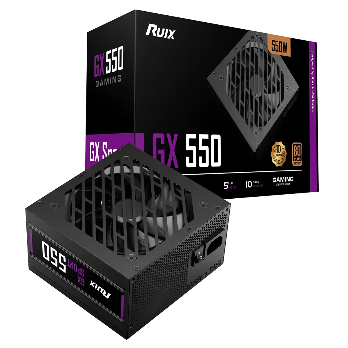 Ruix gaming GX550 Bronze 80+  550 Watt - Black